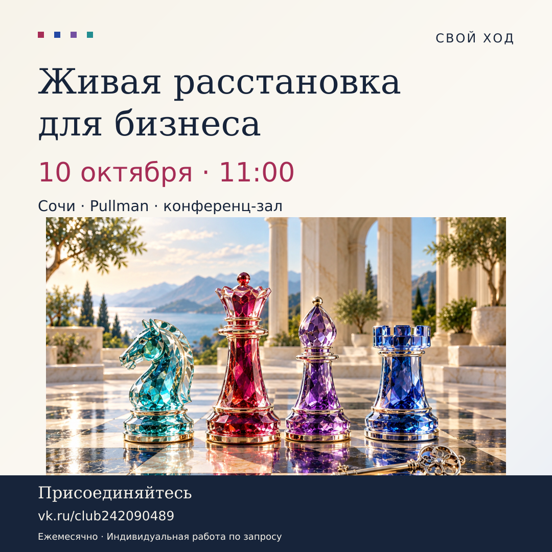 Афиша Свой ход — живая расстановка для бизнеса 10 октября в 11:00 в Сочи, Pullman